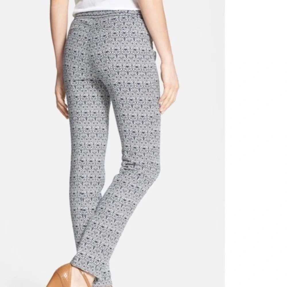 Tory Burch Navy Blue/ White Patterned Heidi Jacquard trouser Pants Size 4